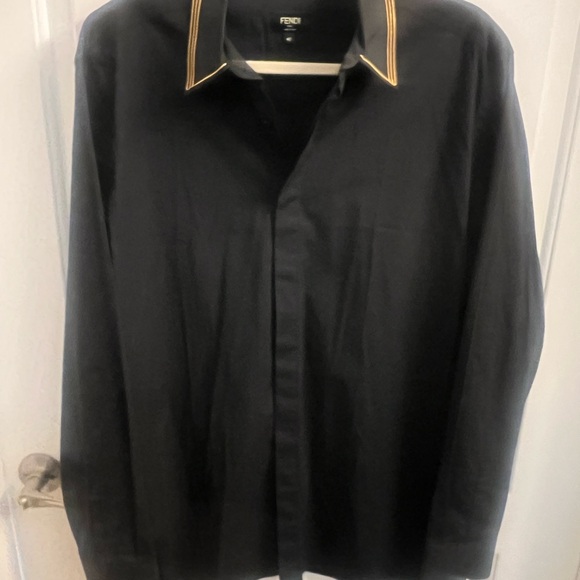 Fendi Black and Gold Dress Shirt with Elegant Design - Picture 1 of 13